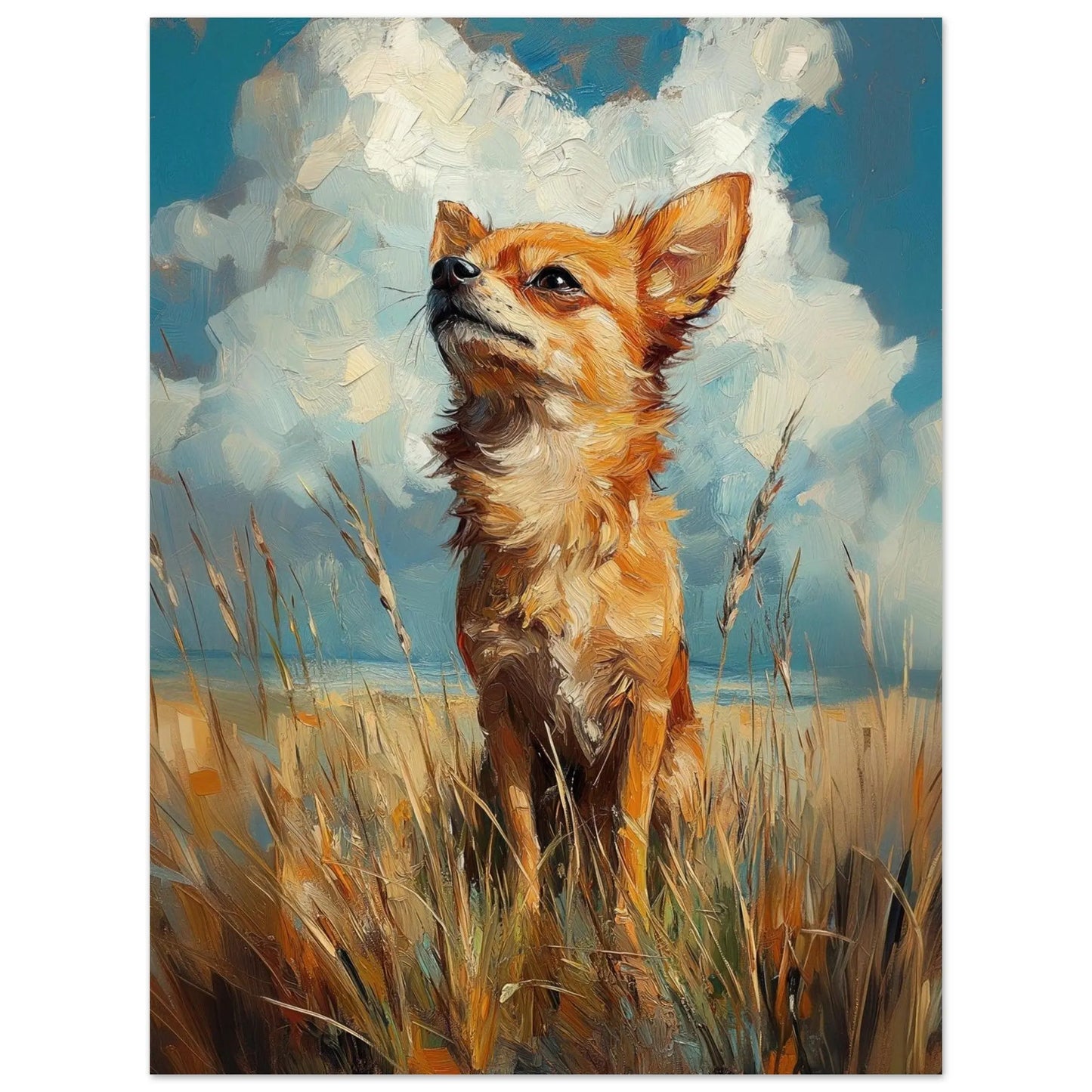Chihuahua artwork in Monet impressionist style printed on matte poster paper