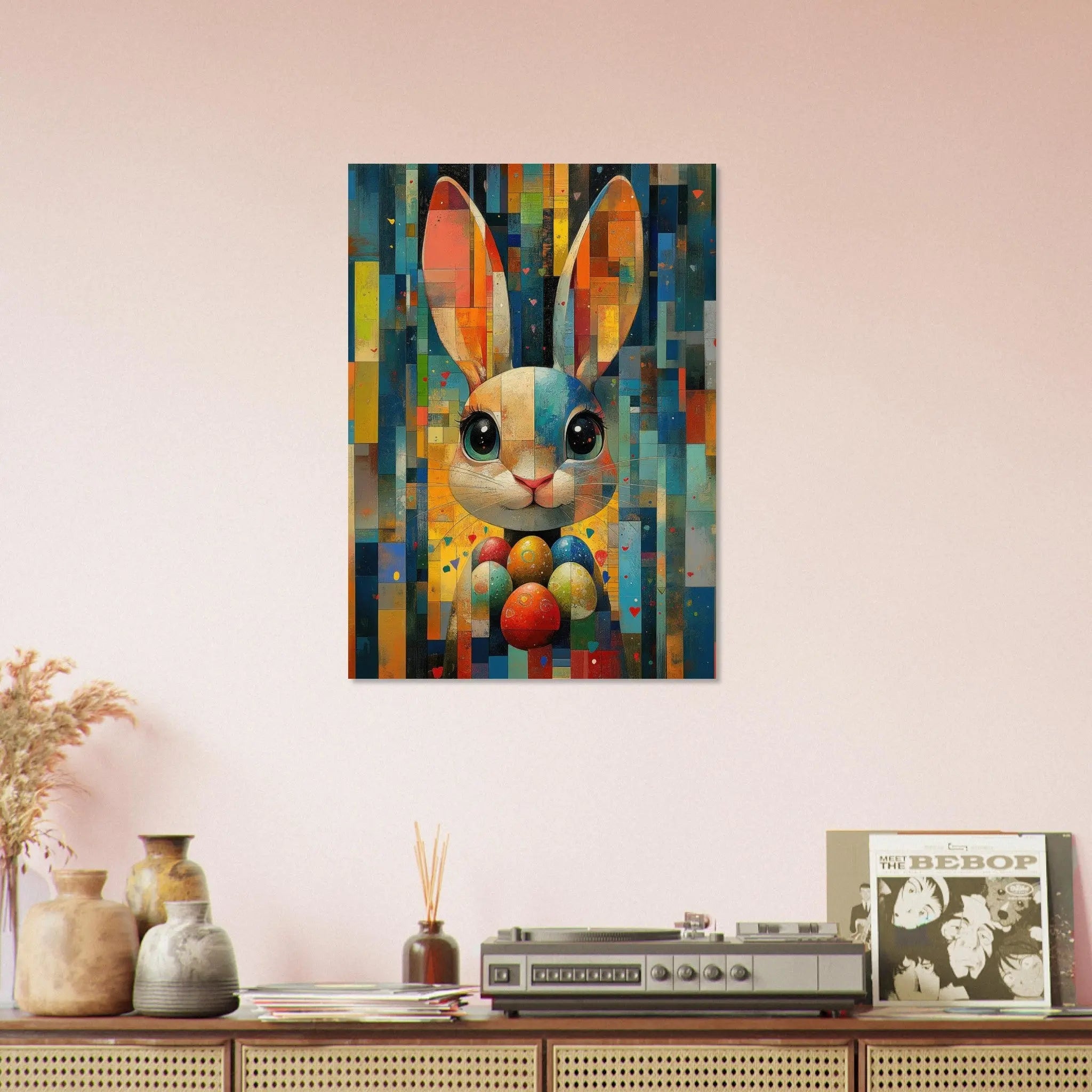 Easter artwork in Picasso abstract style printed as premium matte poster