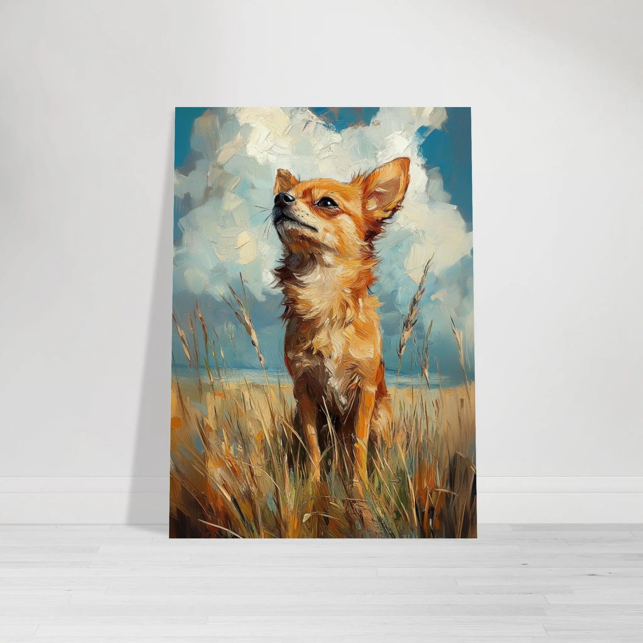Chihuahua artwork in Monet impressionist style printed on matte poster paper