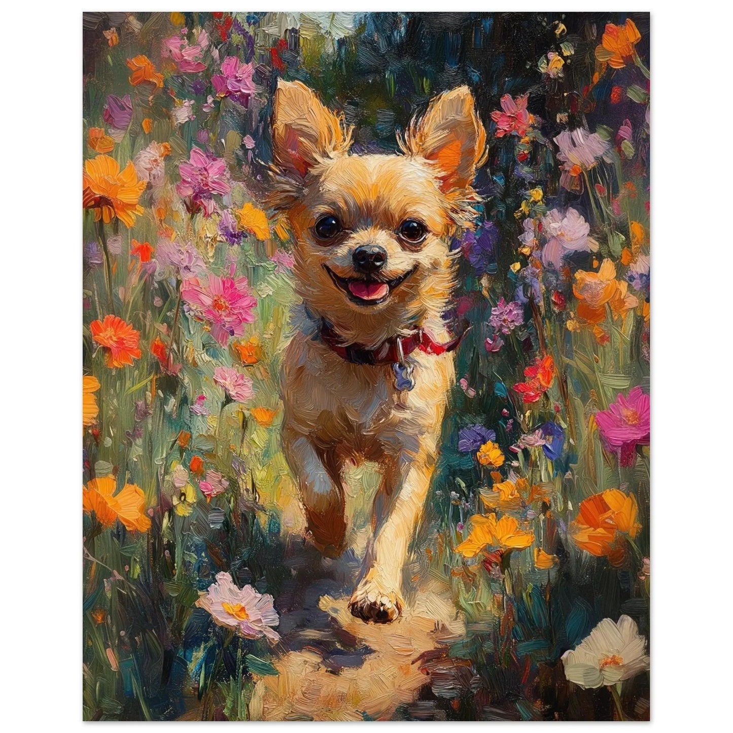 Chihuahua artwork in Monet impressionist style printed on matte poster paper