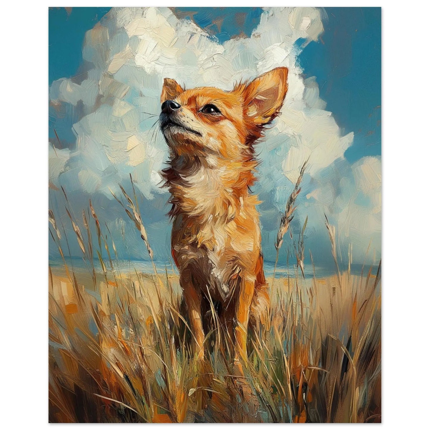 Chihuahua artwork in Monet impressionist style printed on matte poster paper