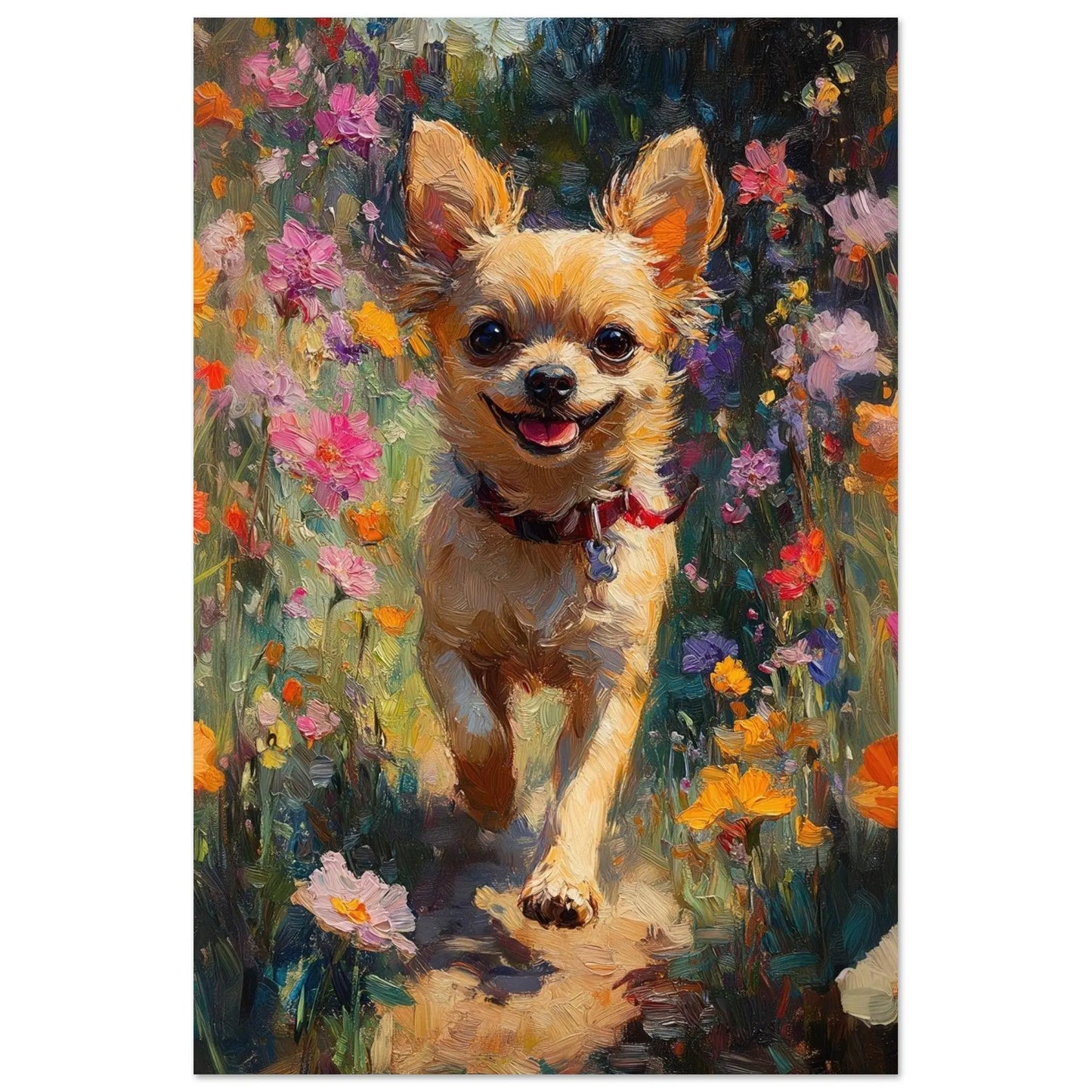 Chihuahua artwork in Monet impressionist style printed on matte poster paper